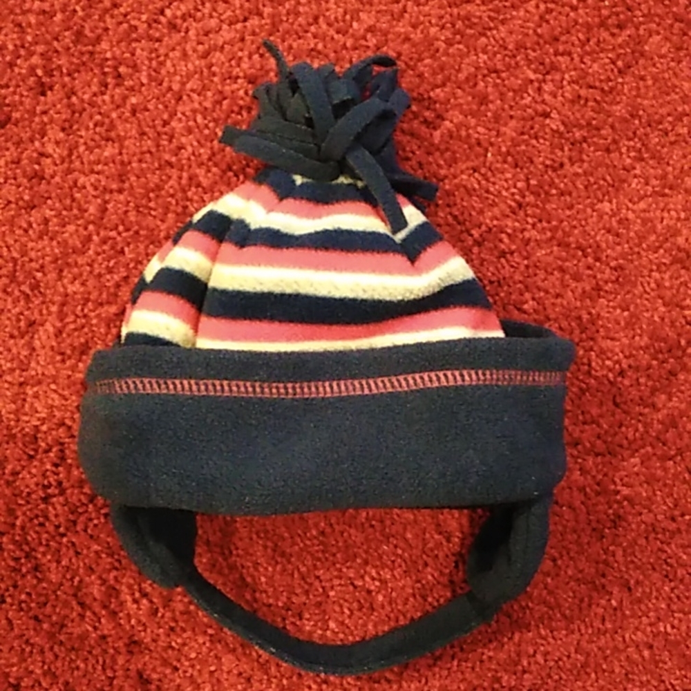 Carter's Hat. Sz 12-24 months. Navy Blue, Red, Gray and White. Striped & Tassel